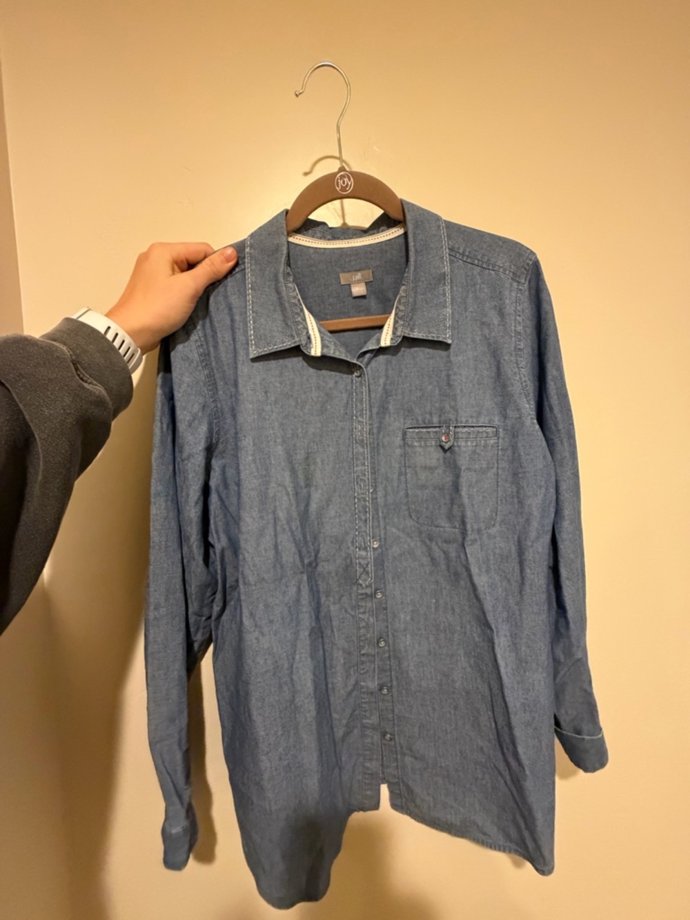 J.Jill Chambray Button Down Shirt Denim Blue Relaxed Fit